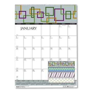 House of Doolittle™ Recycled Geometric Wall Calendar, Geometric Artwork, 12 X 16.5, White-multicolor Sheets, 12-month (jan To Dec): 2022 freeshipping - TVN Wholesale